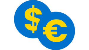 Icon eines Eurozeichens und eines Dollarzeichens.